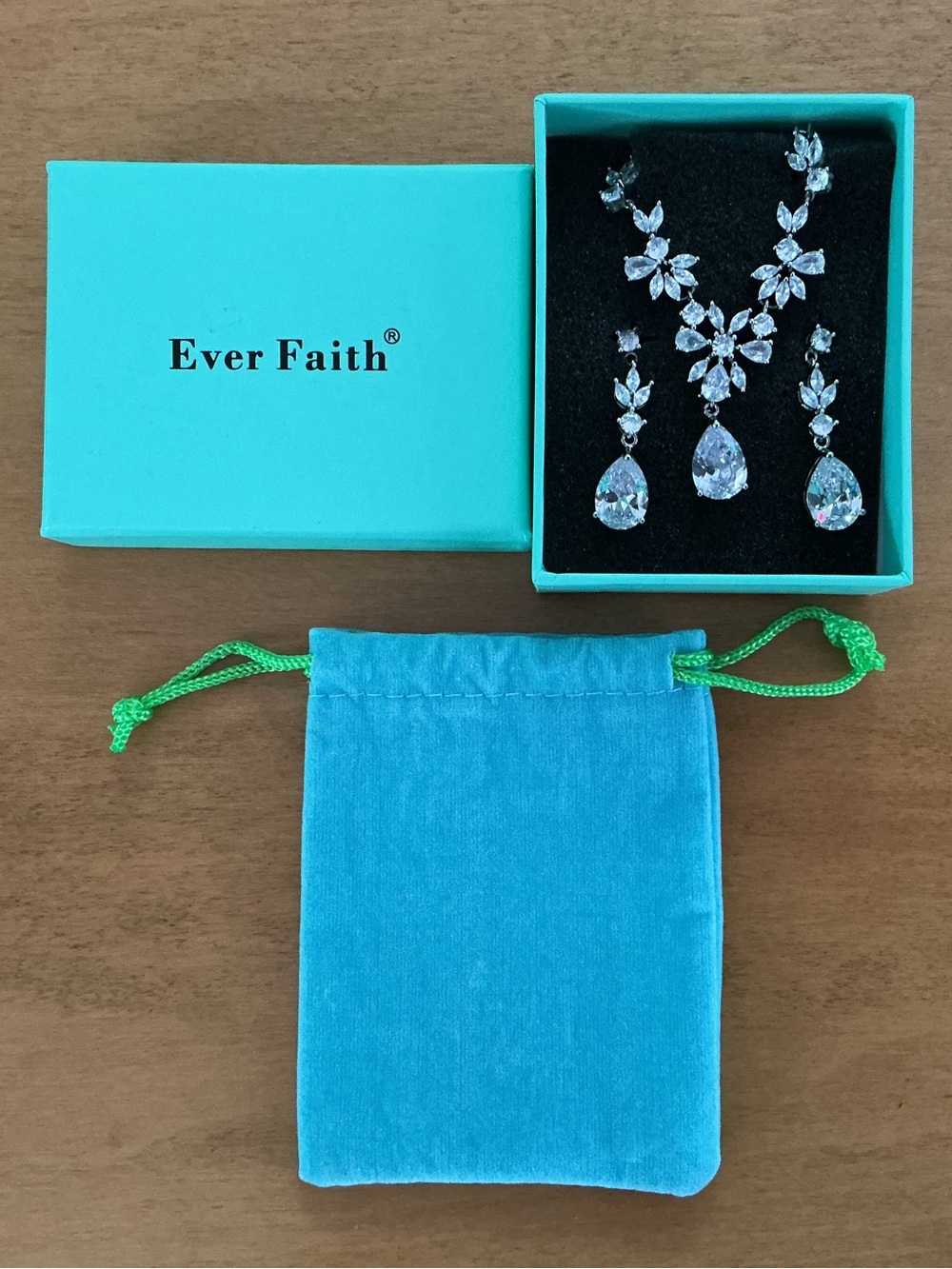 Floral Marquise Cubic Zirconia Necklace and Dangling Earring Set*NWOT*